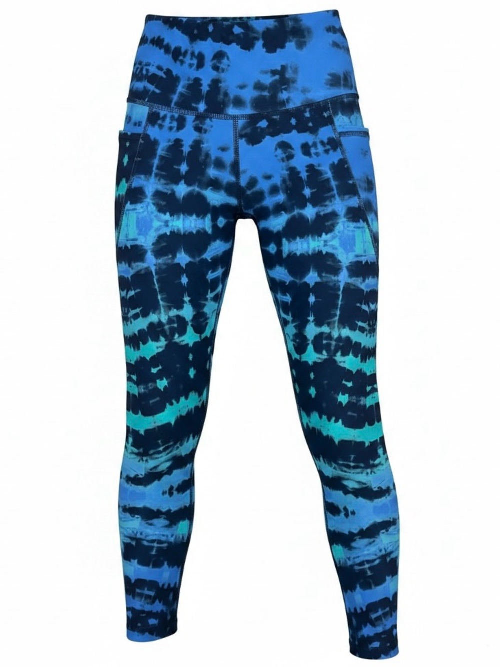 Old Navy Active Elevate Leggings Womens Small Blue Tie Dye Pockets Go-Dry Crop